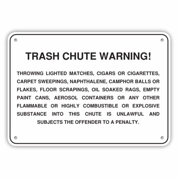 TRASH CHUTE WARNING SIGN - My Sign Station