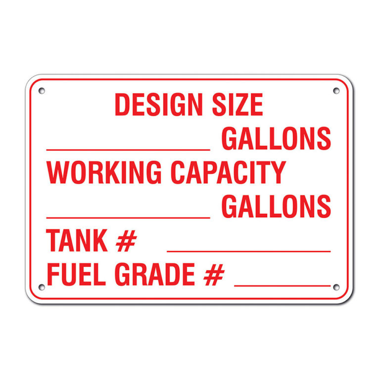 WORKING OIL TANK CAPACITY SIGN - My Sign Station